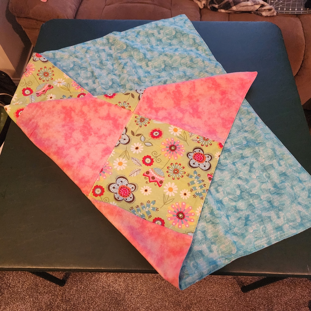 Floral Patchwork Throw Blanket - Pink, Green, and Blue